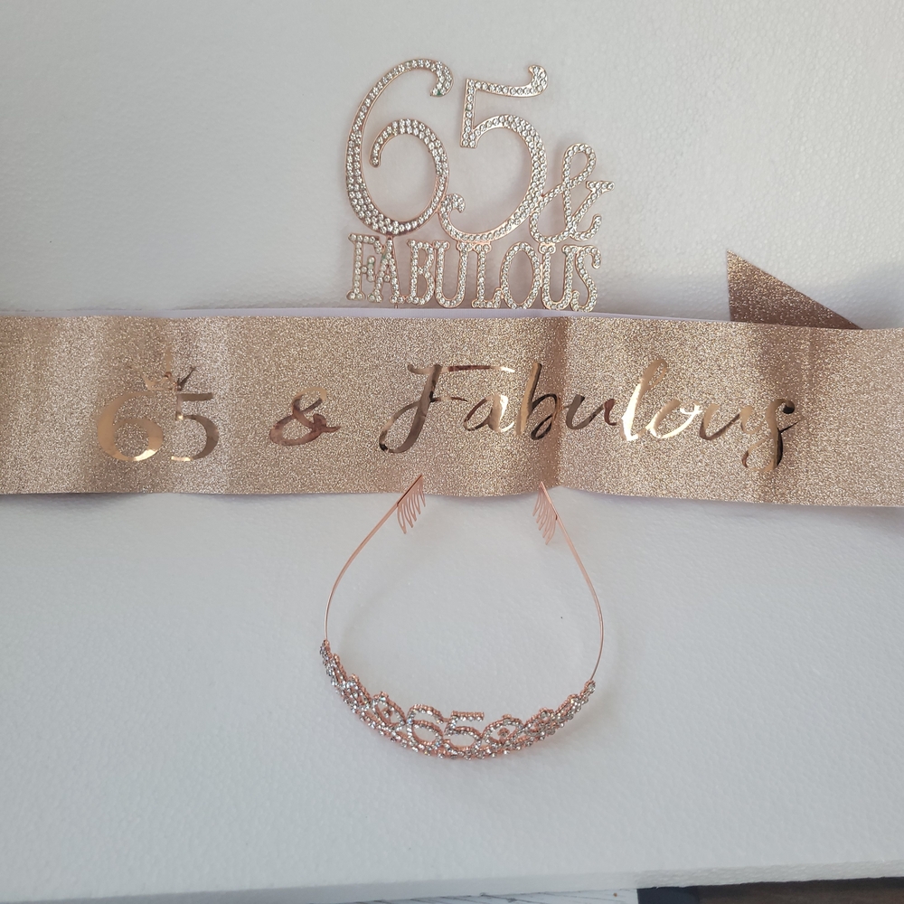 Rose Gold 65 & Fabulous Sash and Tiara Set